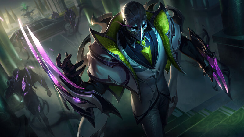 Masked Figure with Purple Blades
