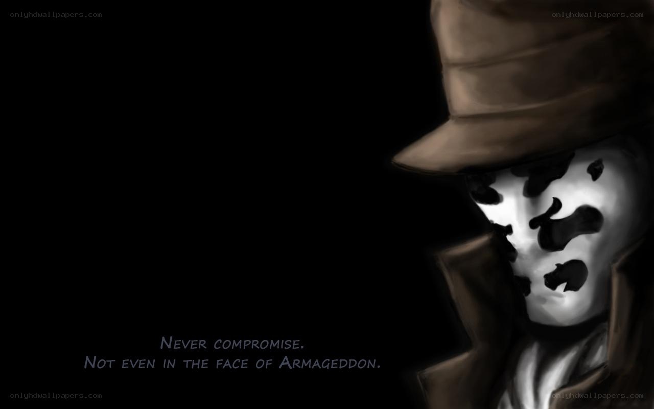 masked figure with quote