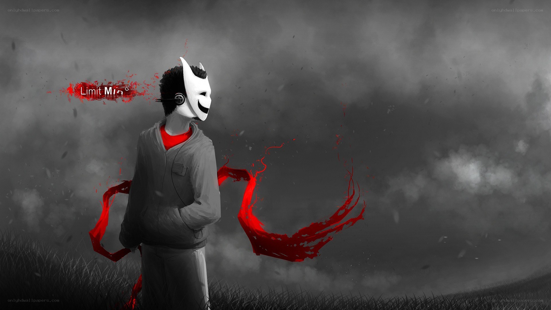 masked figure with red energy
