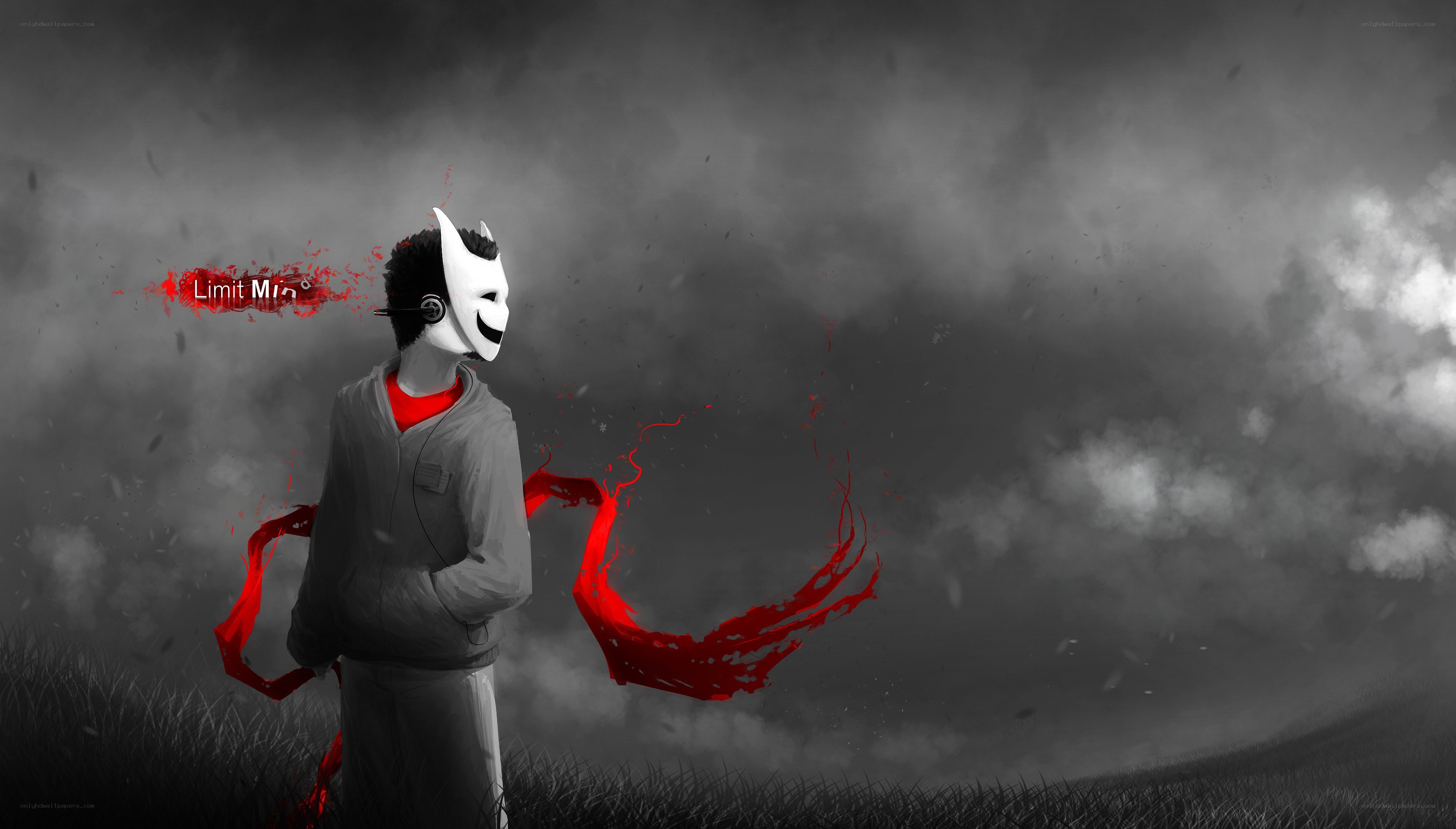 masked figure with red energy