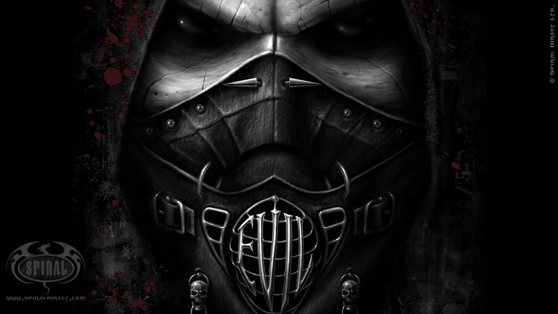 Masked Figure with Skull Emblem