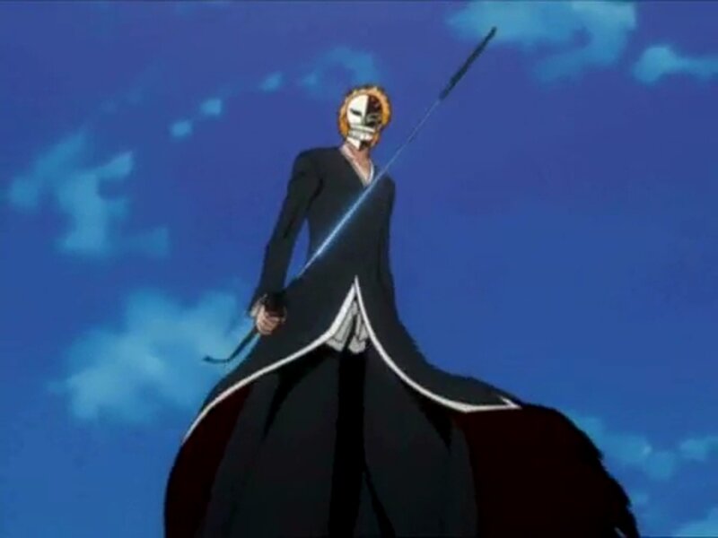 Masked Figure with Sword — Blue