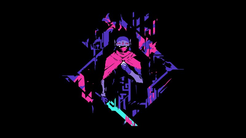 Masked Figure with Sword — Purple