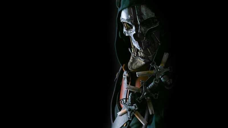Masked Figure with Weapons — Black, Dramatic, Night, Digital Art