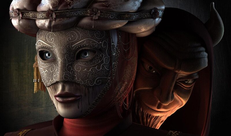 masked figures in dark setting