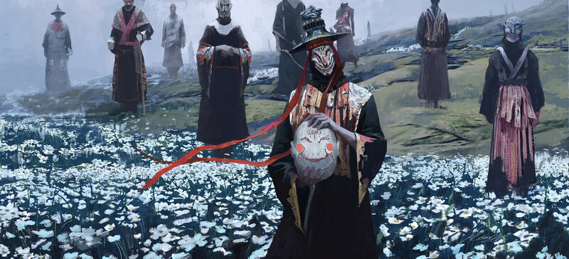 Masked Figures in Field