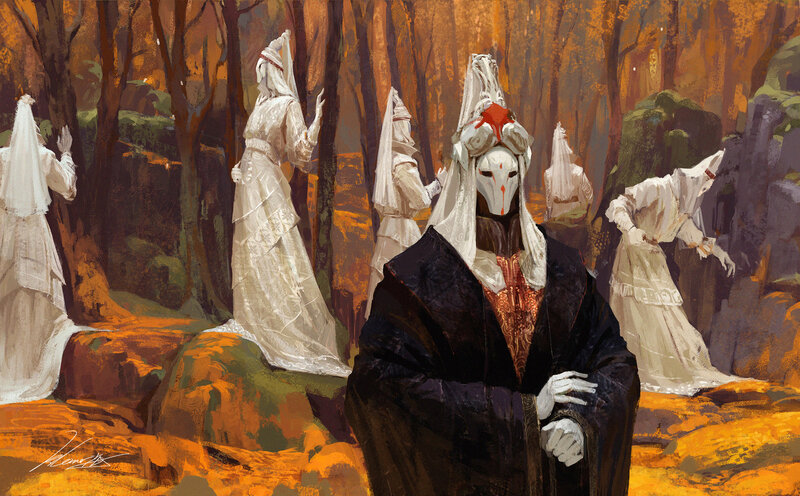 Masked Figures in Forest