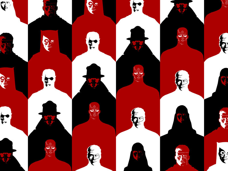 Masked Figures in Grid