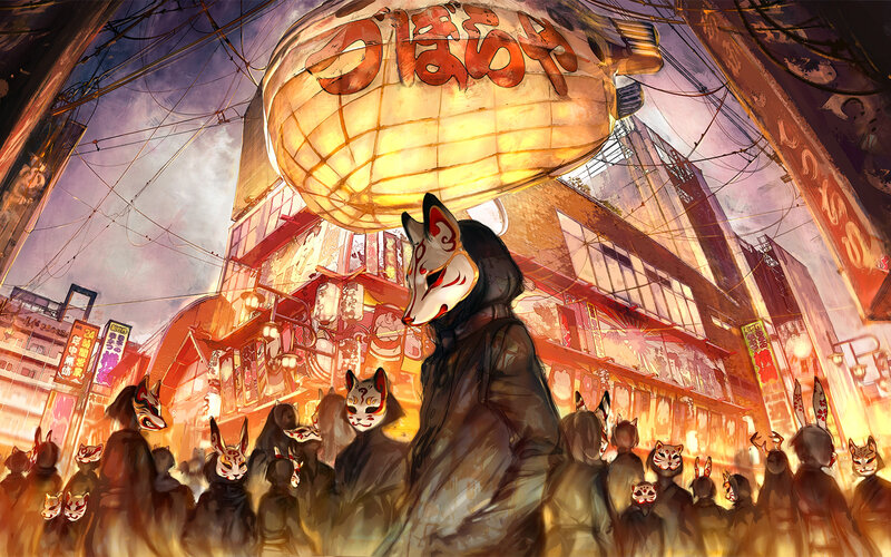 Masked Figures in Street