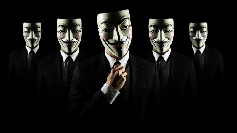 masked figures in suits