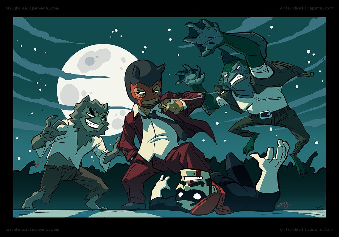 masked hero fights monsters