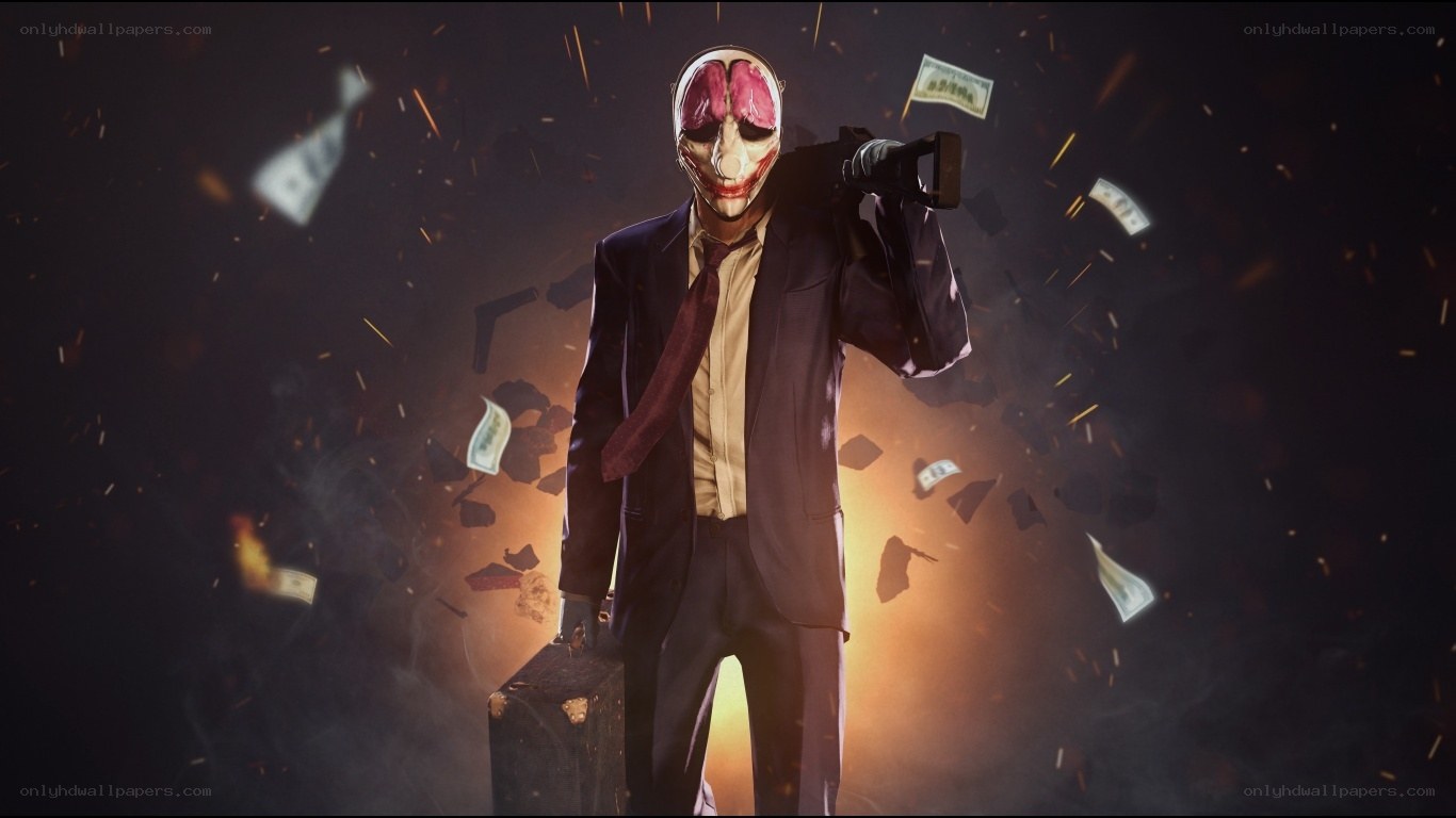 masked man with money explosion