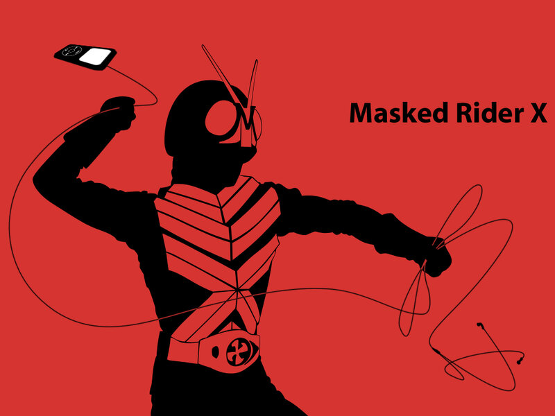 Masked Rider X with music player