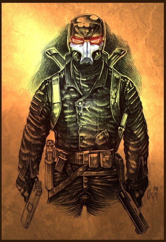 masked soldier with dual pistols