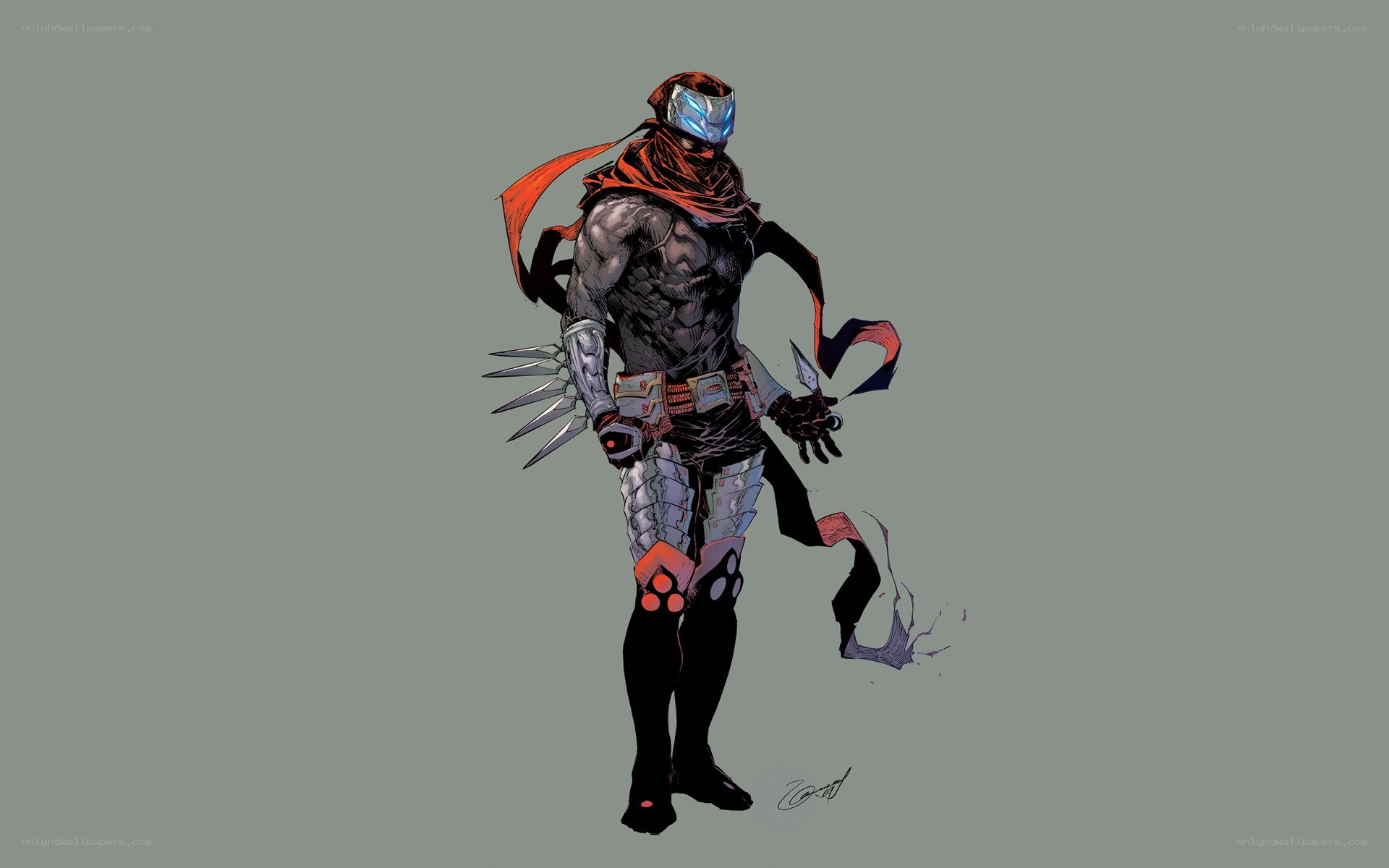 masked warrior character design