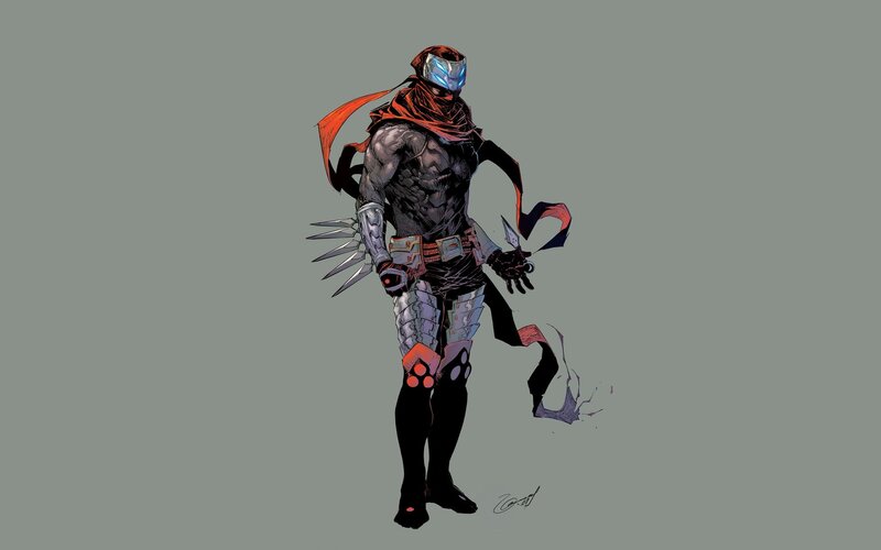 Masked Warrior Character — Gray