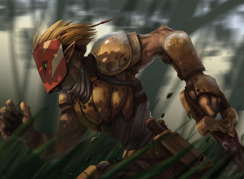 Masked Warrior in Armor — Brown
