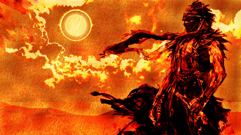 Masked Warrior in Desert