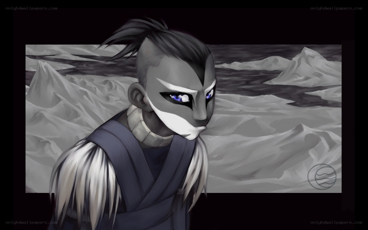 masked warrior in snowy landscape