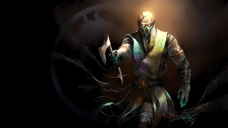 Masked Warrior with Axe — Black, Dramatic
