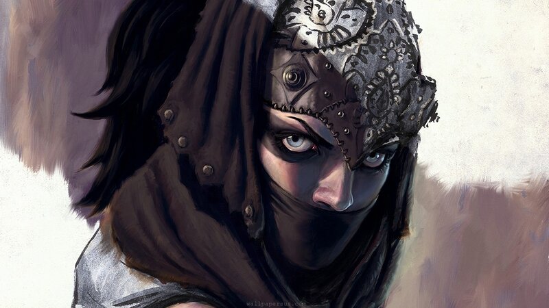 Masked Warrior with Blue Eyes — Brown