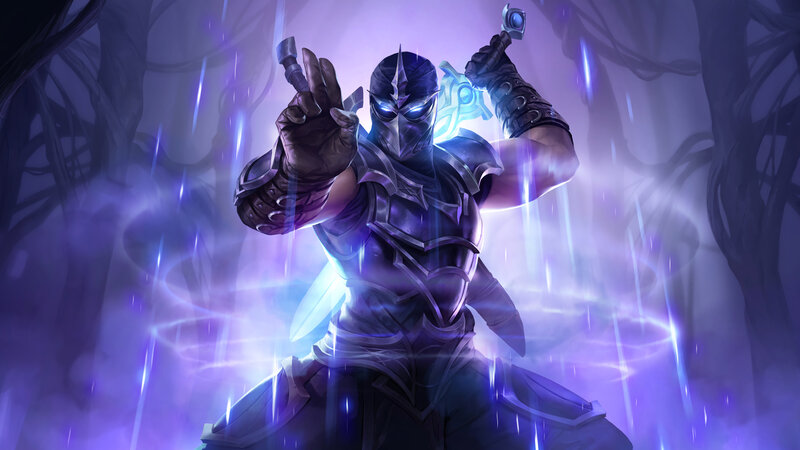 Masked Warrior with Daggers — Purple
