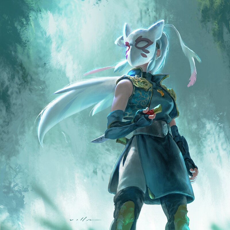Masked Warrior with Feathers