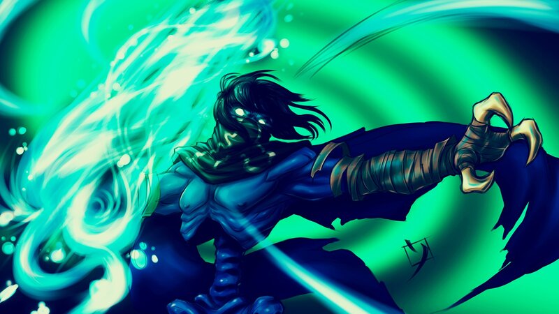 Masked Warrior with Glowing Energy