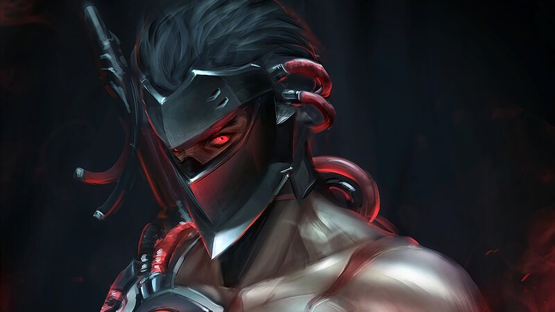 Masked Warrior with Red Eyes