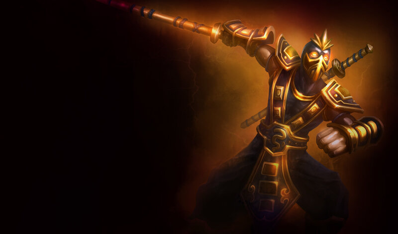 Masked Warrior with Staff — Black