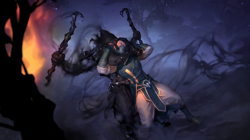 Masked Warrior with Staffs