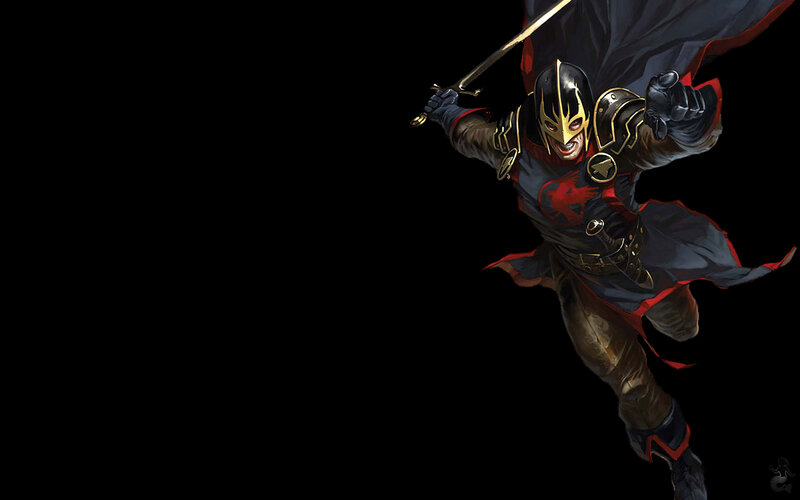 masked warrior with sword