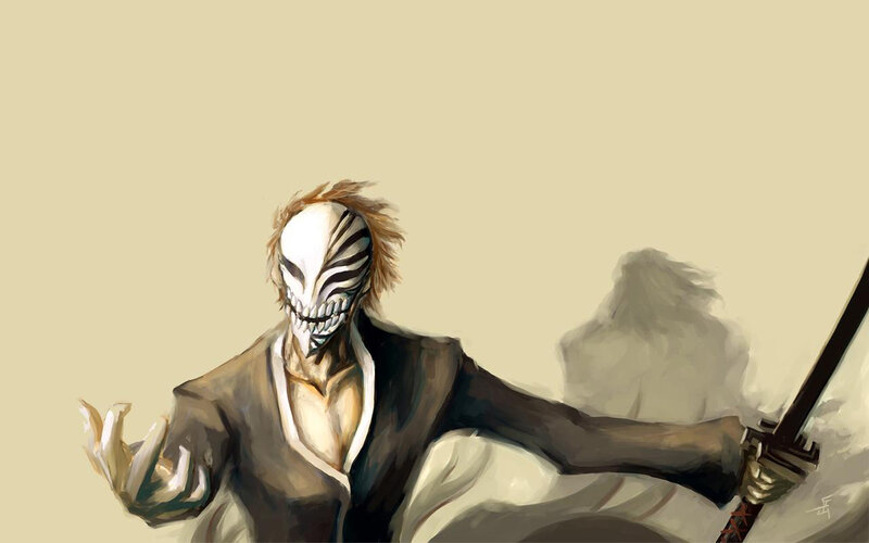 Masked Warrior with Sword — Beige, Dramatic