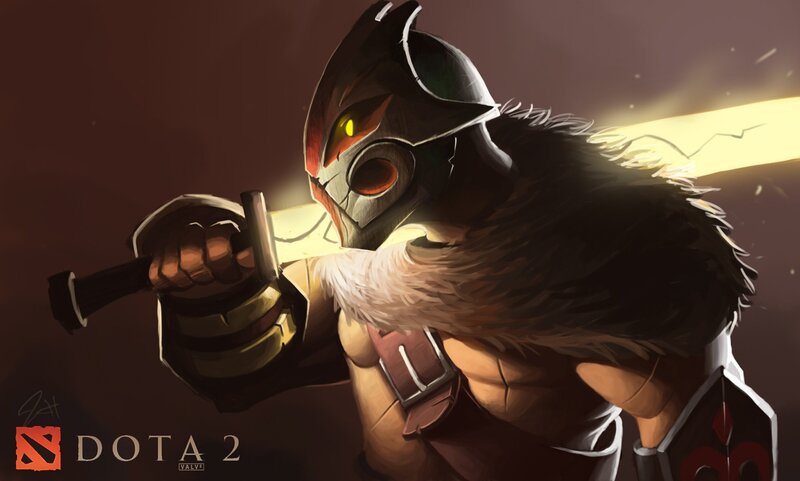 Masked Warrior with Sword — Brown, Dramatic, Digital Art