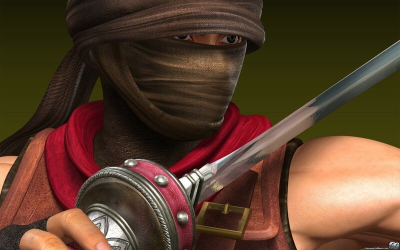 Masked Warrior with Sword — Brown, Intense