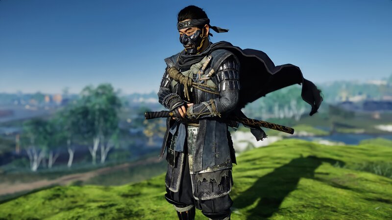 Masked Warrior with Sword — Green, Serene