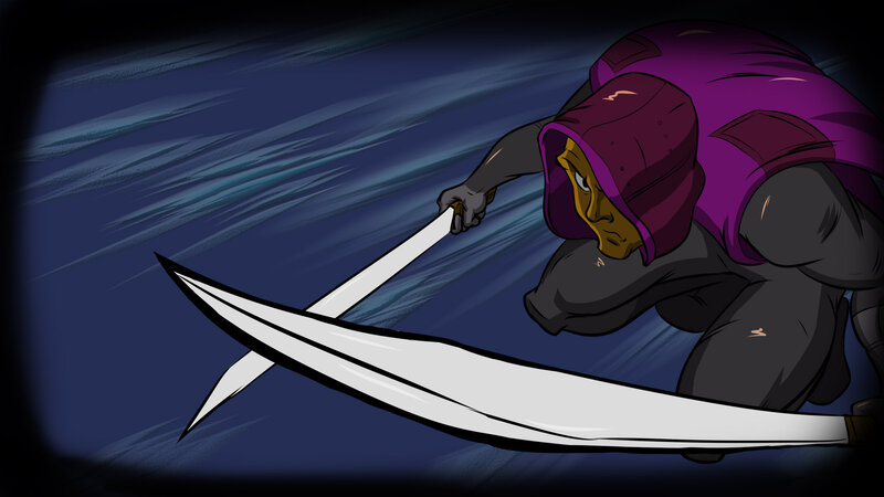Masked Warrior with Swords — Purple