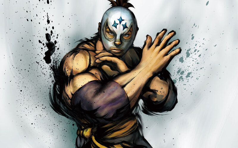 masked wrestler in action