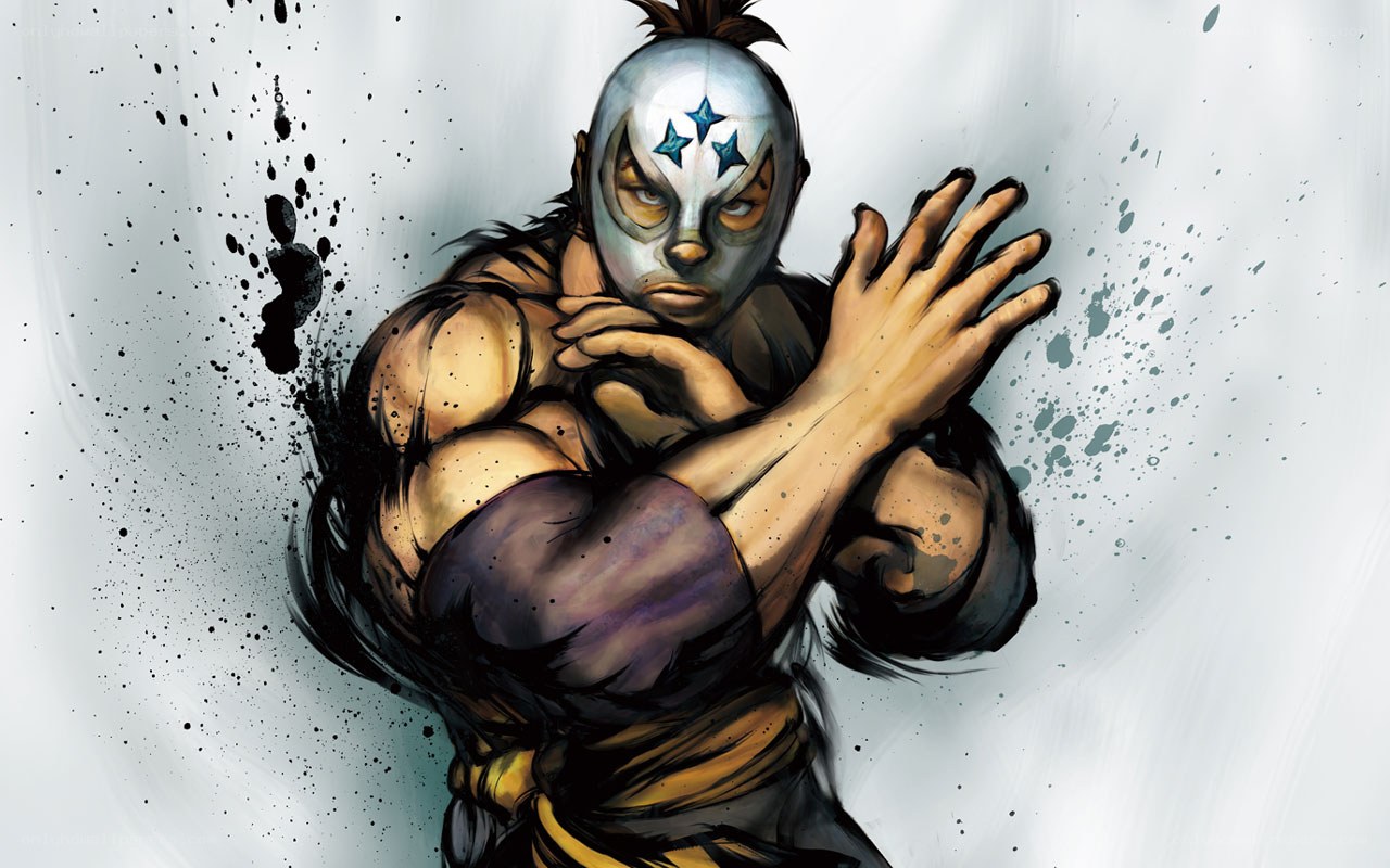 masked wrestler in action