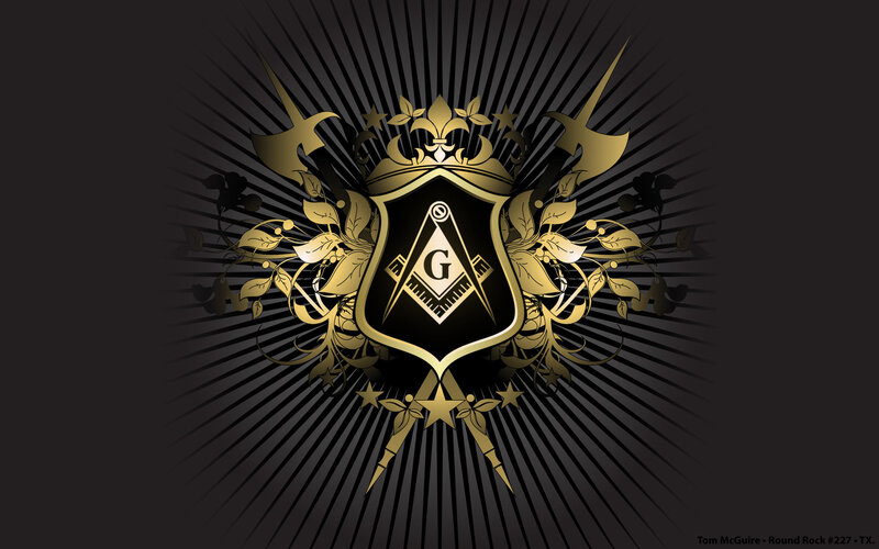 Masonic emblem with golden design