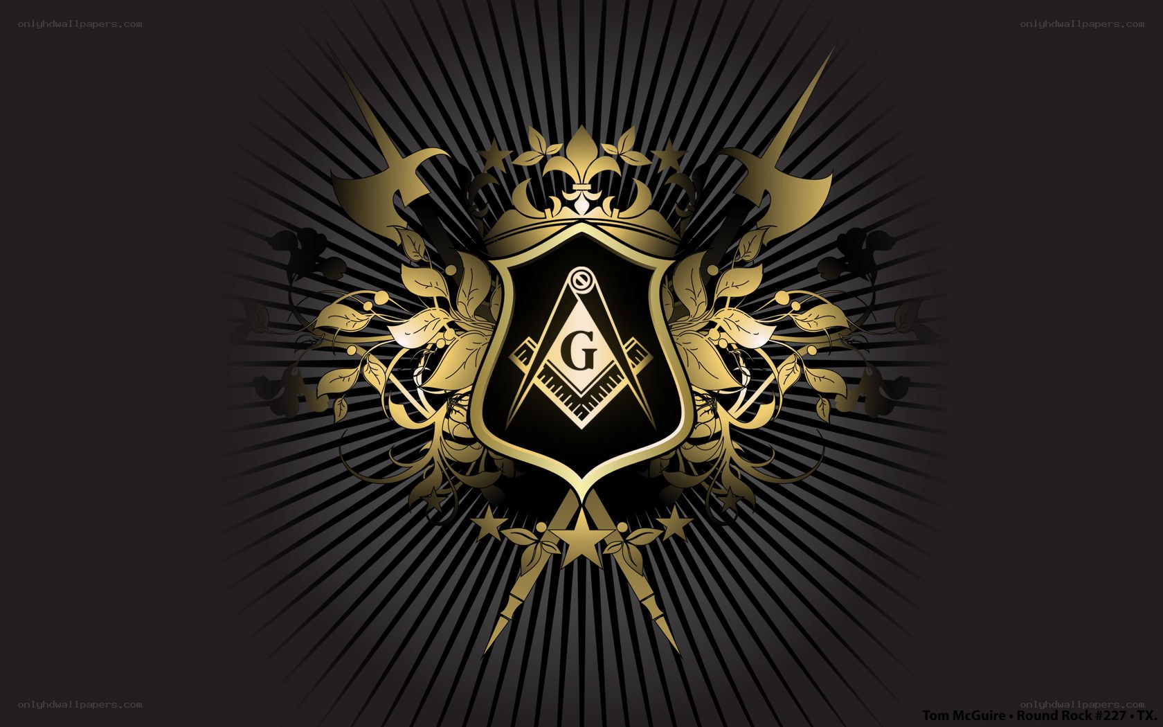 Masonic emblem with golden design