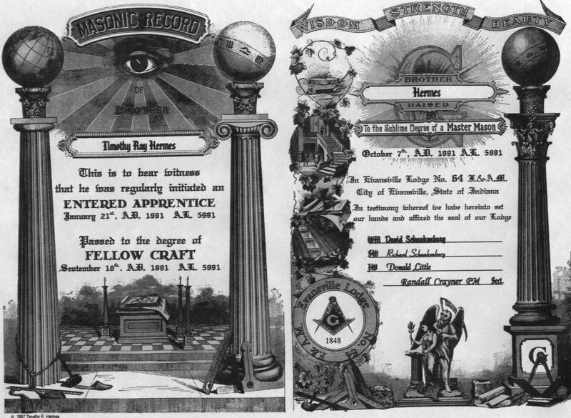 Masonic record certificate