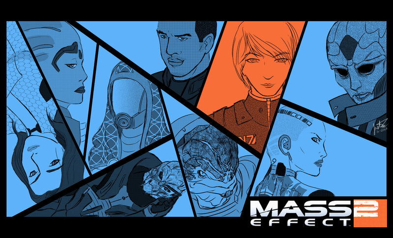 Mass Effect 2 character collage