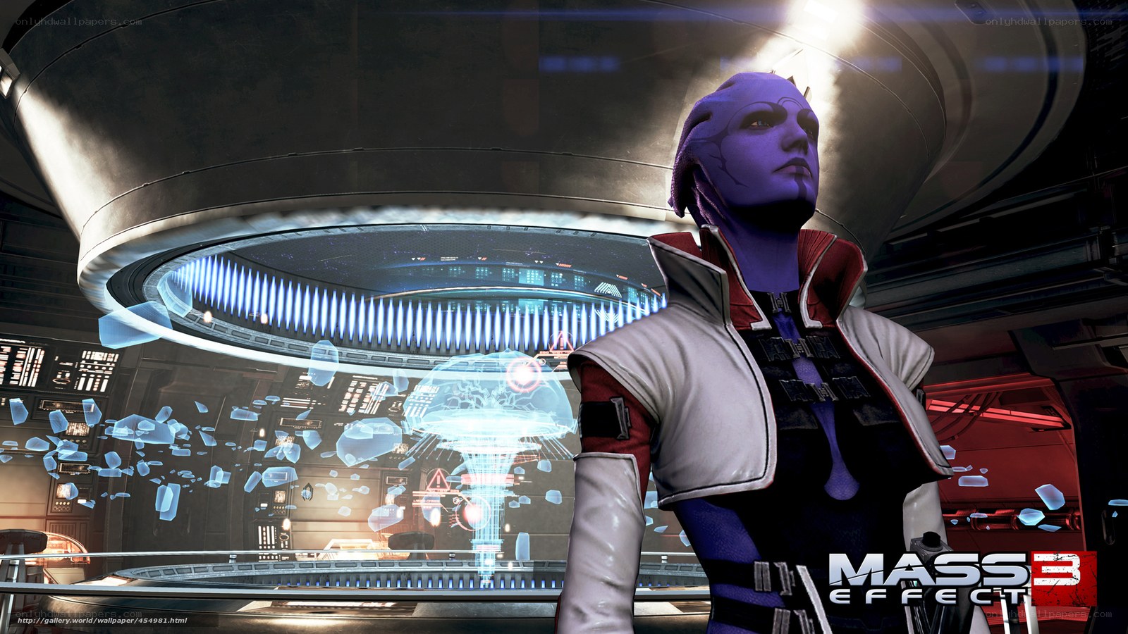Mass Effect 3 character in a futuristic lab