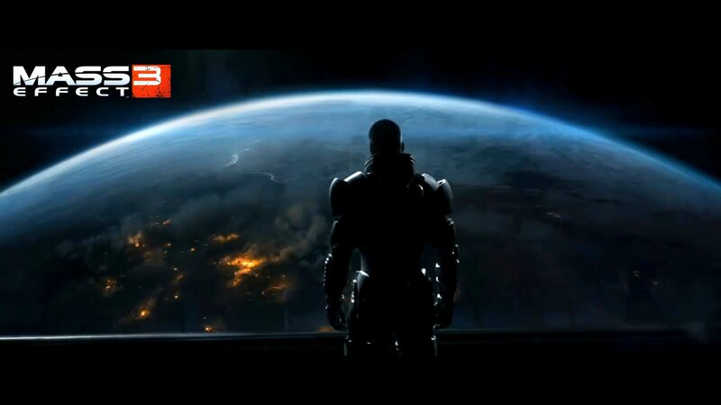 Mass Effect 3 character overlooking planet