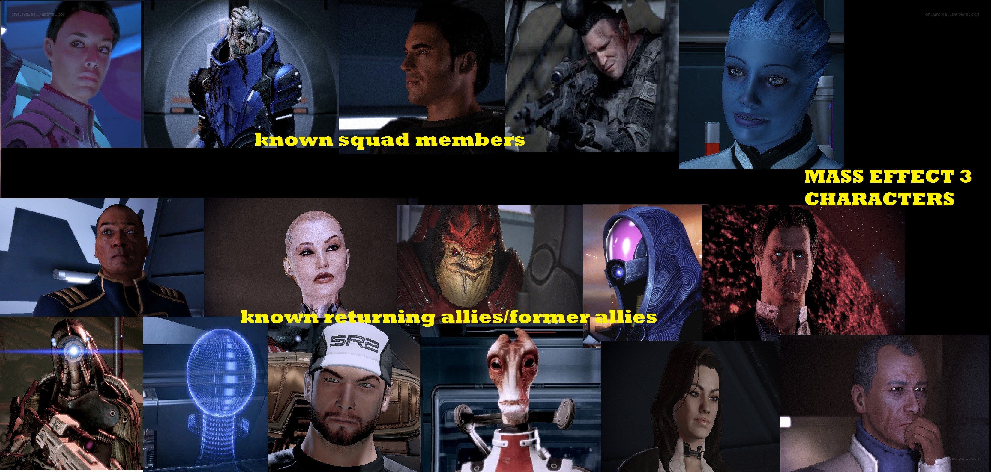Mass Effect 3 characters collage