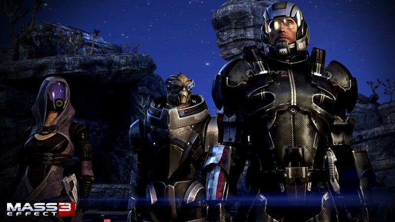 Mass Effect 3 characters on alien planet