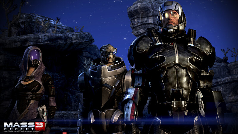 Mass Effect 3 characters on alien planet