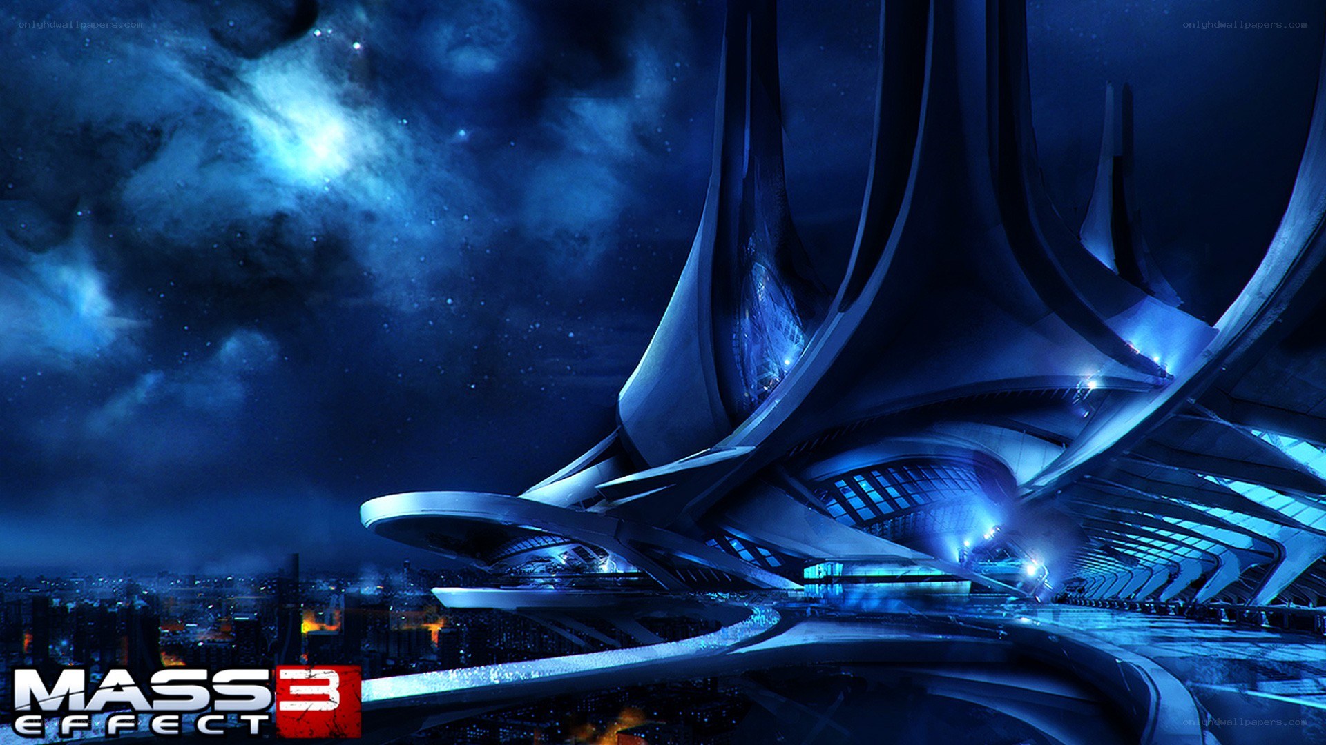 Mass Effect 3 futuristic cityscape