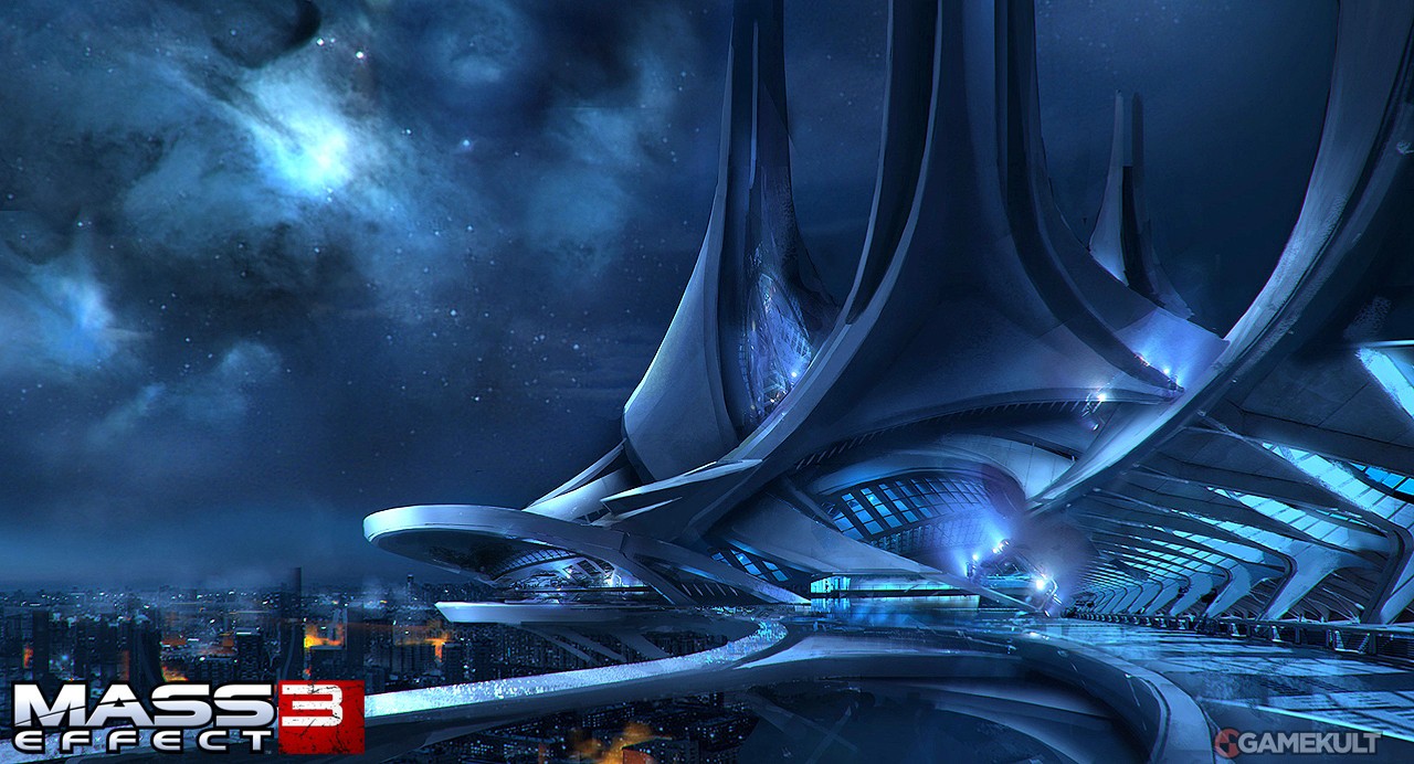 Mass Effect 3 futuristic cityscape